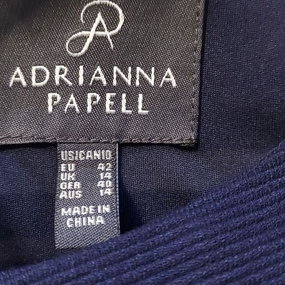 Adrianna Papell dark navy blue and white dress sleeveless shift striped size 10 - Picture 6 of 8